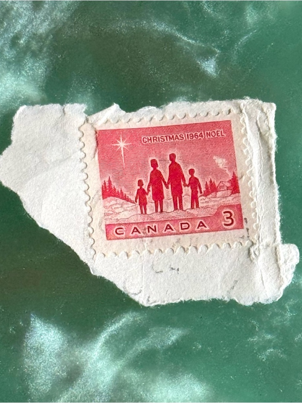 Vintage - 1964 Canada 3 Cent Stamp: Christmas Noel Red Stamp, Art